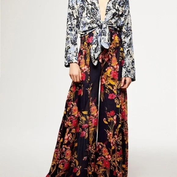 Free People Tie Waist Palazzo Pants Small - Picture 7 of 7